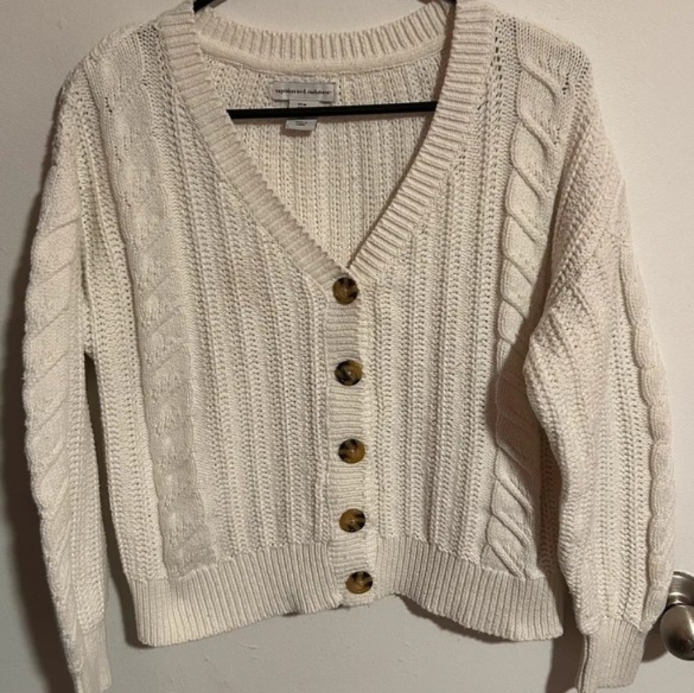 cupcakes & cashmere Cream Cable Knit Cardigan